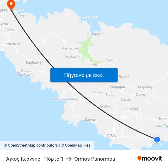 Άγιος Ιωάννης - Πόρτο 1 to Ormos Panormou map