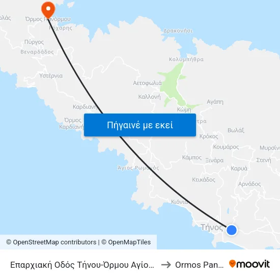 Επαρχιακή Οδός Τήνου-Όρμου Αγίου Ιωάννης, 1333 to Ormos Panormou map