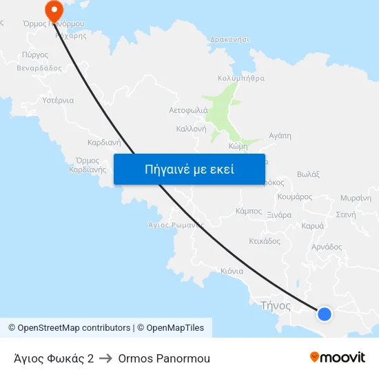 Άγιος Φωκάς 2 to Ormos Panormou map