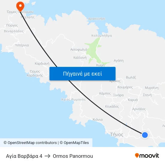 Αγία Βαρβάρα 4 to Ormos Panormou map