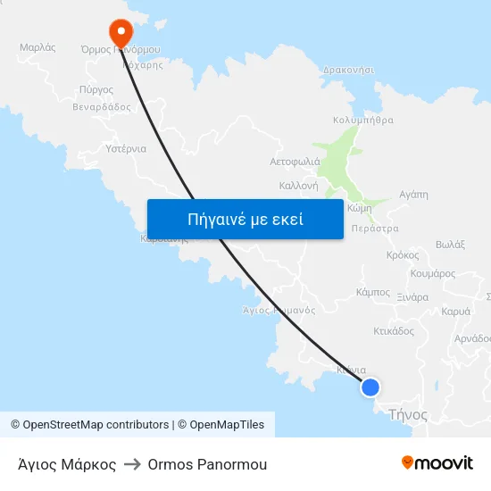 Άγιος Μάρκος to Ormos Panormou map