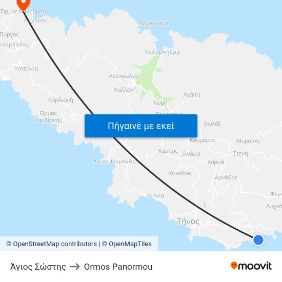 Άγιος Σώστης to Ormos Panormou map