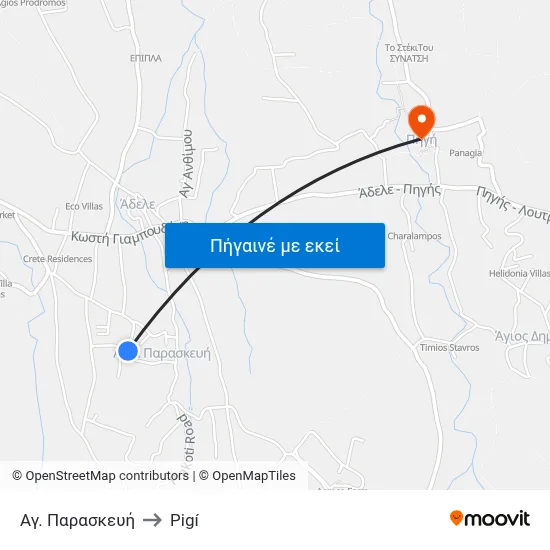 Αγ. Παρασκευή to Pigí map