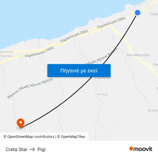 Creta Star to Pigí map