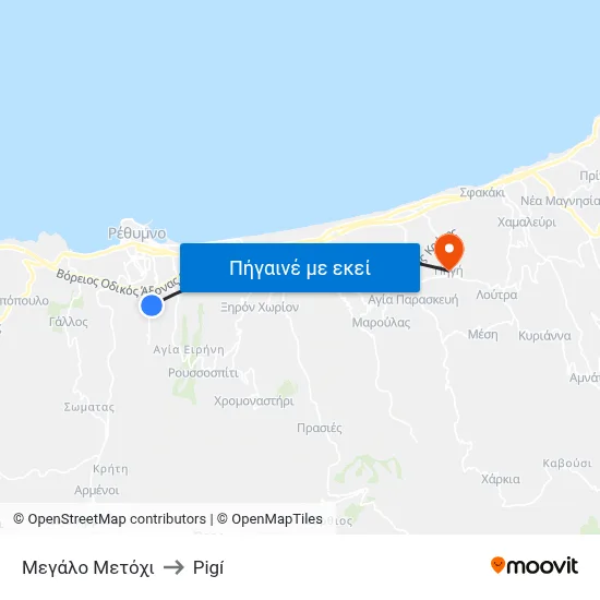 Μεγάλο Μετόχι to Pigí map
