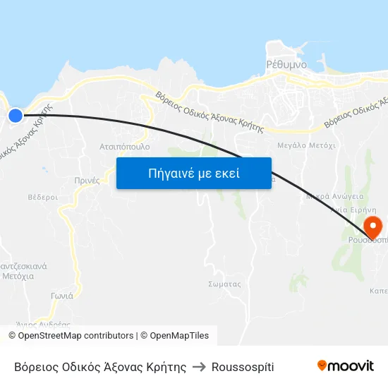 Βόρειος Οδικός Άξονας Κρήτης to Roussospíti map