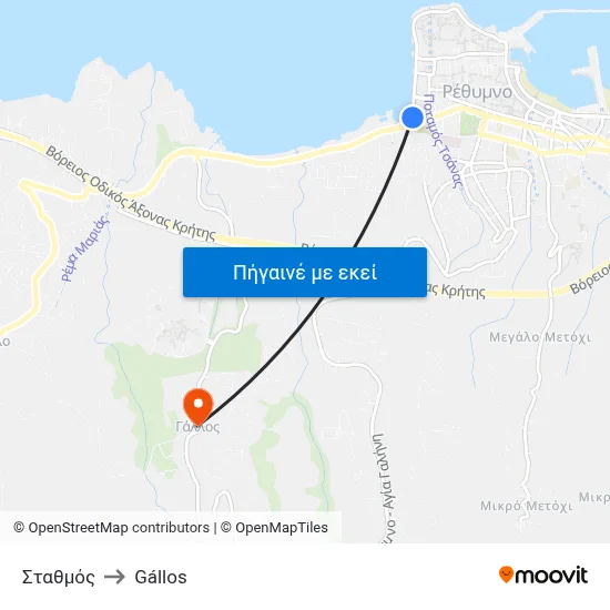 Σταθμός to Gállos map