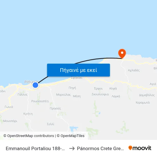 Emmanouil Portaliou 188-200 to Pánormos Crete Greece map
