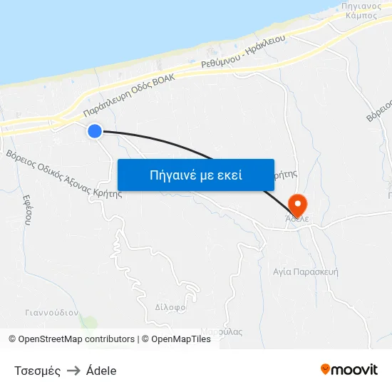 Τσεσμές to Ádele map