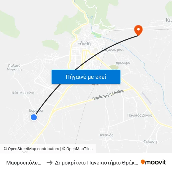 Μαυρουπόλεως to Δημοκρίτειο Πανεπιστήμιο Θράκης map