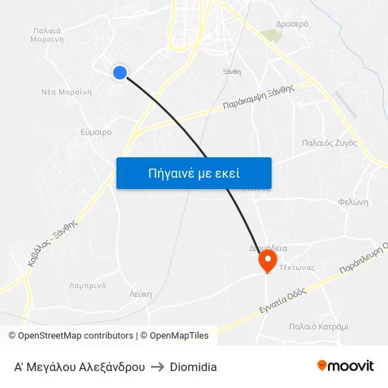 Α' Μεγάλου Αλεξάνδρου to Diomidia map