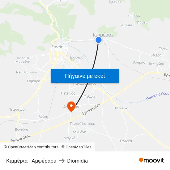Κιμμέρια - Αμφέραου to Diomidia map