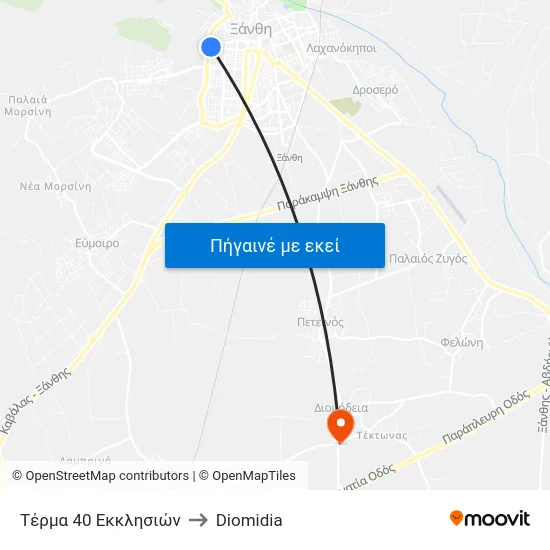 Τέρμα 40 Εκκλησιών to Diomidia map