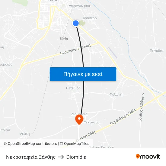 Νεκροταφεία Ξάνθης to Diomidia map