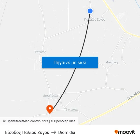 Είσοδος Παλιού Ζυγού to Diomidia map