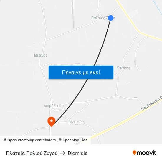 Πλατεία Παλιού Ζυγού to Diomidia map
