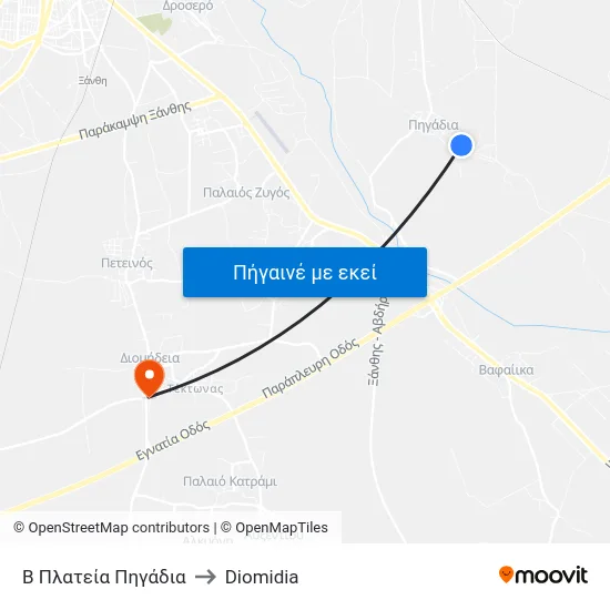 Β Πλατεία Πηγάδια to Diomidia map