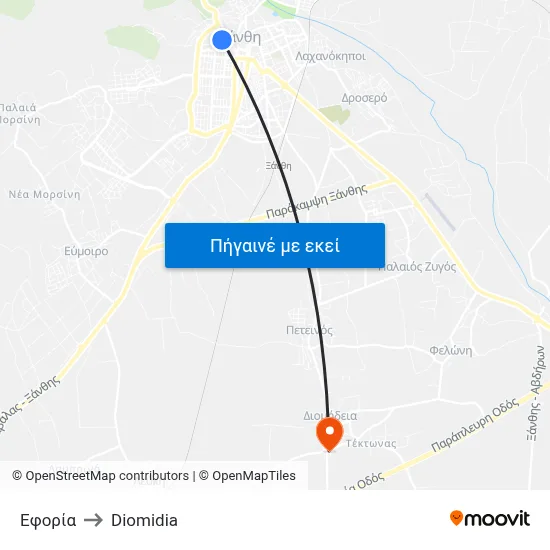 Εφορία to Diomidia map