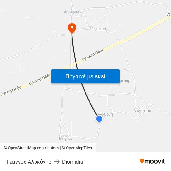 Τέμενος Αλυκόνης to Diomidia map