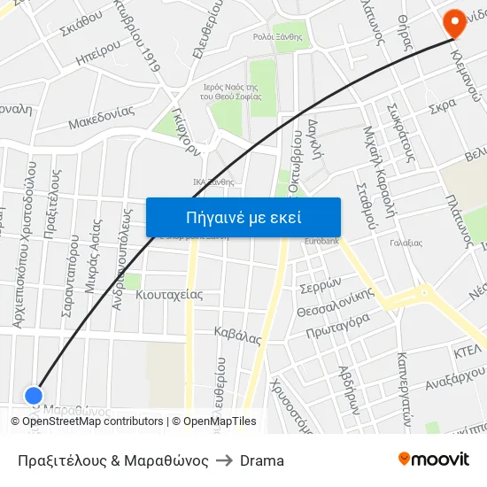 Πραξιτέλους & Μαραθώνος to Drama map