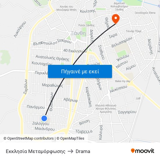 Εκκλησία Μεταμόρφωσης to Drama map