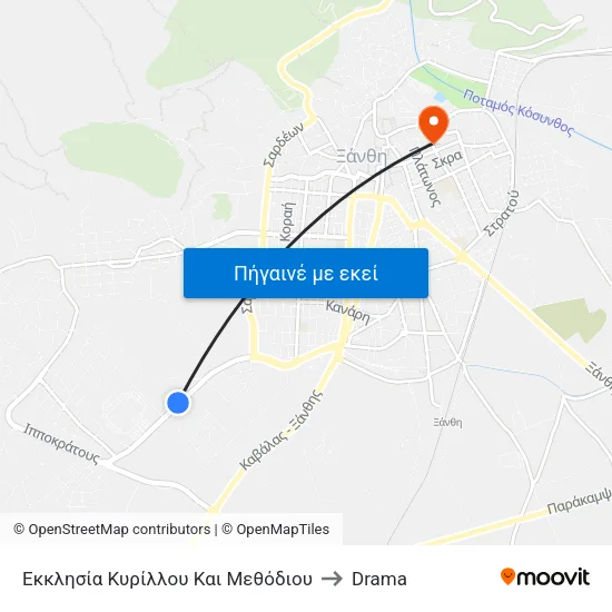 Εκκλησία Κυρίλλου Και Μεθόδιου to Drama map