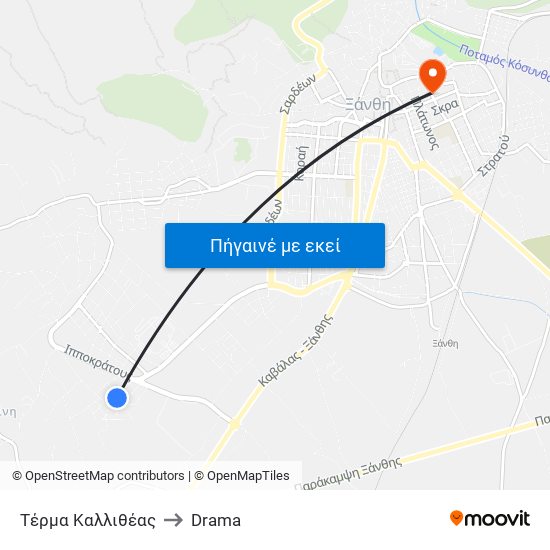 Τέρμα Καλλιθέας to Drama map