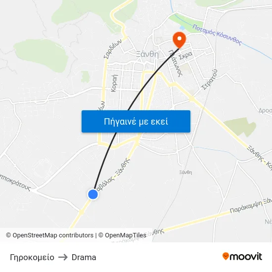 Γηροκομείο to Drama map