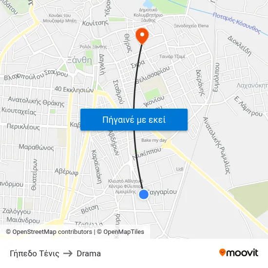 Γήπεδο Τένις to Drama map