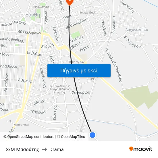 S/M Μασούτης to Drama map