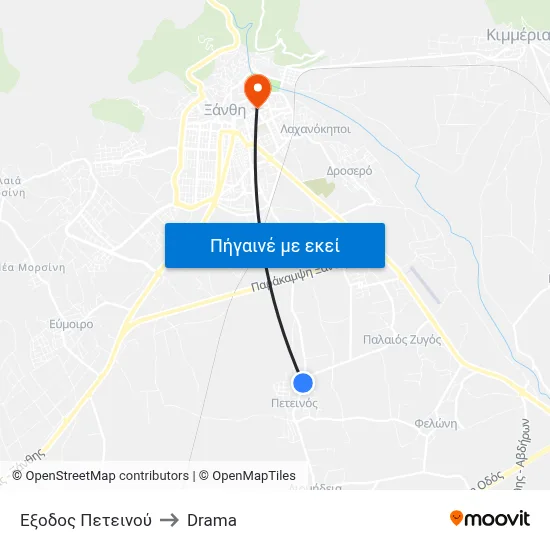 Έξοδος Πετεινού to Drama map