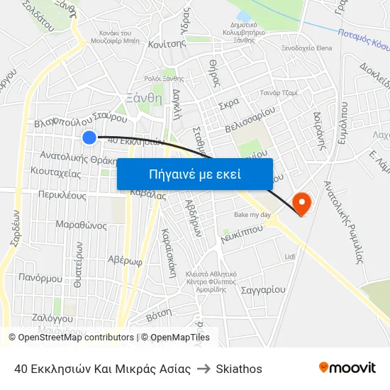 40 Εκκλησιών Και Μικράς Ασίας to Skiathos map