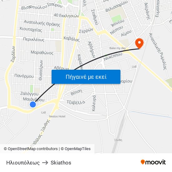 Ηλιουπόλεως to Skiathos map