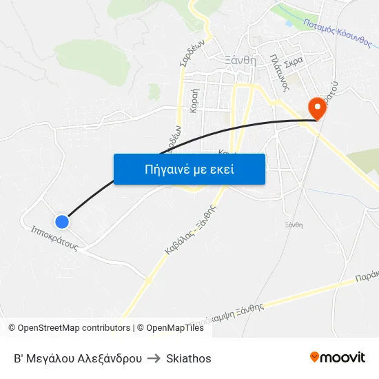 Β' Μεγάλου Αλεξάνδρου to Skiathos map