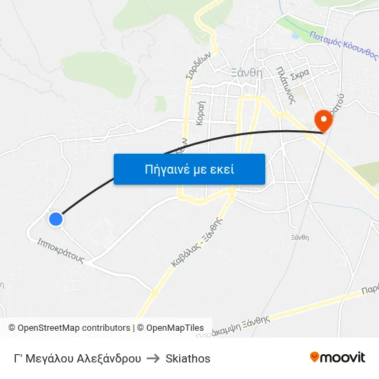 Γ' Μεγάλου Αλεξάνδρου to Skiathos map