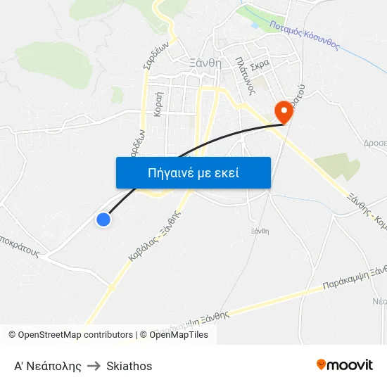 Α' Νεάπολης to Skiathos map