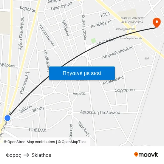 Φόρος to Skiathos map
