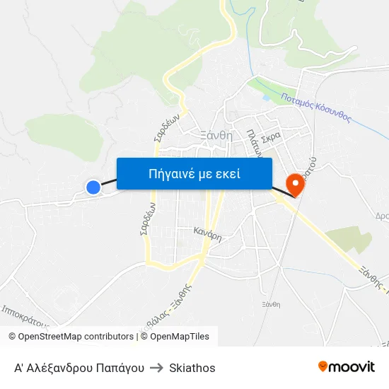 Α' Αλέξανδρου Παπάγου to Skiathos map