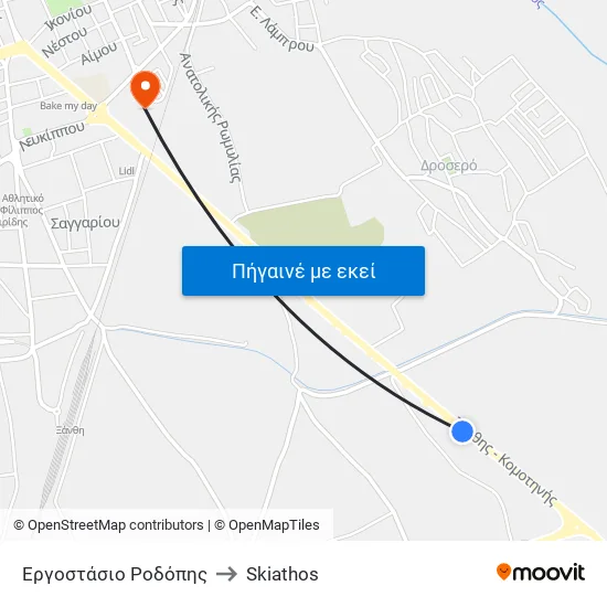 Εργοστάσιο Ροδόπης to Skiathos map