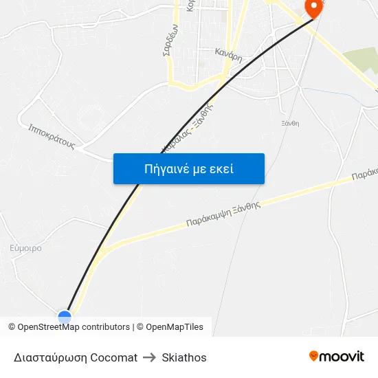 Διασταύρωση Cocomat to Skiathos map
