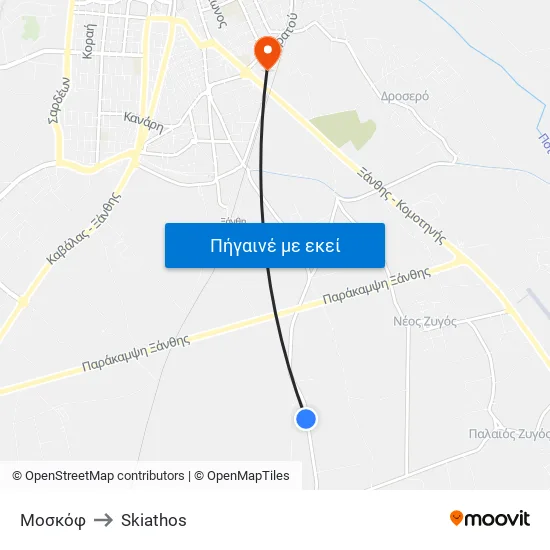 Μοσκόφ to Skiathos map