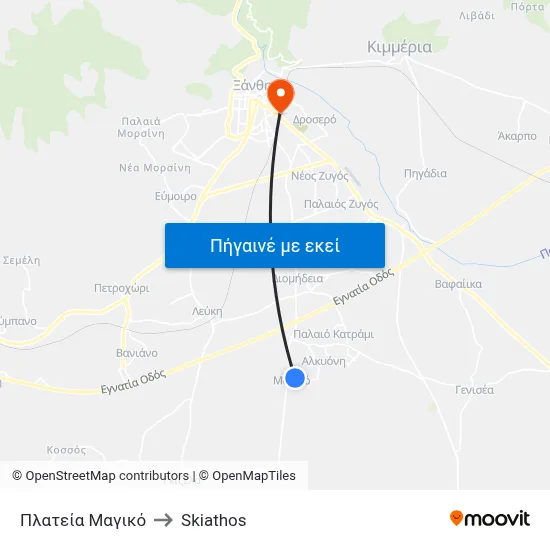 Πλατεία Μαγικό to Skiathos map