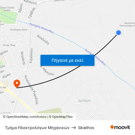 Τμήμα Ηλεκτρολόγων Μηχανικών to Skiathos map