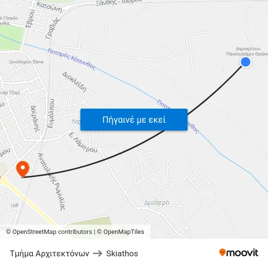 Τμήμα Αρχιτεκτόνων to Skiathos map