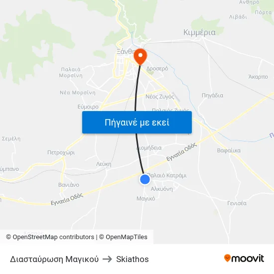 Διασταύρωση Μαγικού to Skiathos map