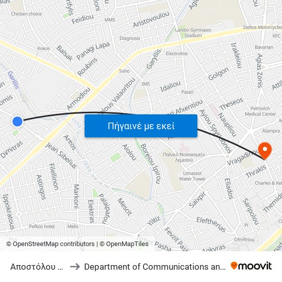 Αποστόλου Βαρνάβα - Αγίας Βαρβάρας to Department of Communications and Internet Studies (Τμήμα Επικοινωνίας και Σπουδών Διαδικτύου) map