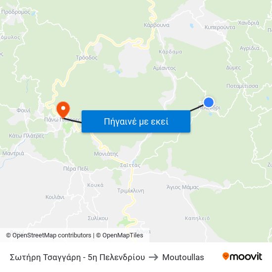 Σωτήρη Τσαγγάρη - 5η Πελενδρίου to Moutoullas map