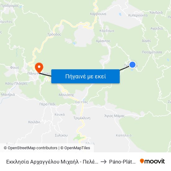 Εκκλησία Αρχαγγέλου Μιχαήλ - Πελένδρι to Páno-Plátres map