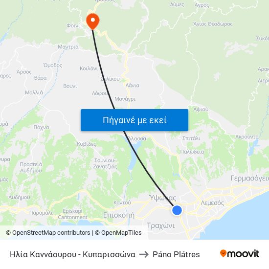 Ηλία Καννάουρου - Κυπαρισσώνα to Páno Plátres map
