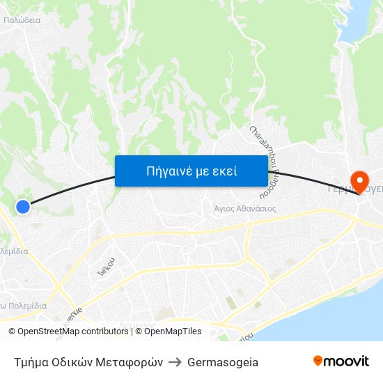 Τμήμα Οδικών Μεταφορών to Germasogeia map